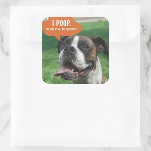 Boxer - Ik poep Vierkante Sticker (Tas)