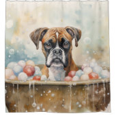 Boxer in badkuip Waterverf hondenkunst Douchegordijn (Voorkant)