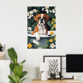 Boxer In Bathtub Poster, Funny Dog Poster, Boxer Poster (Thuiskantoor)