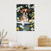 Boxer In Bathtub Poster, Funny Dog Poster, Boxer Poster (Keuken)