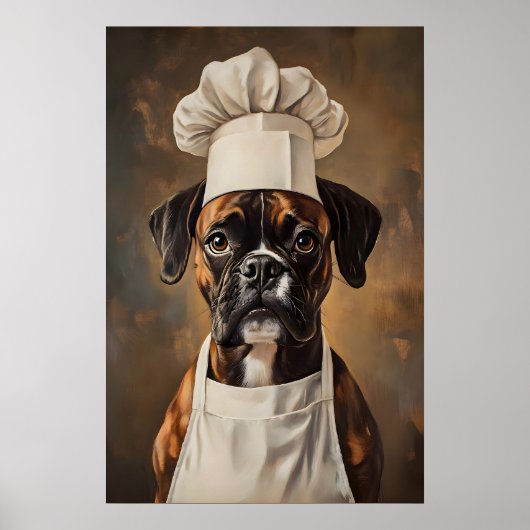 Boxer In Chefs Hat Poster, Pet Poster, Boxer In Poster (Voorkant)