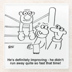 Boxer in de Boxing Ring. Grappig Glazen Onderzetter