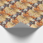 Boxer in de herfst verlaat Thanksgiving kunst Cadeaupapier (Hoek)