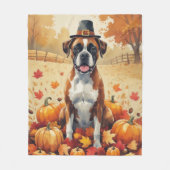 Boxer in de herfst verlaat Thanksgiving kunst Fleece Deken (Voorkant)
