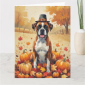 Boxer in de herfst verlaat Thanksgiving kunst Kaart (Voorkant)