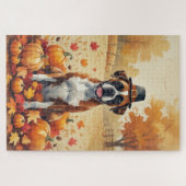 Boxer in de herfst verlaat Thanksgiving kunst Legpuzzel (Horizontaal)