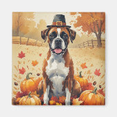 Boxer in de herfst verlaat Thanksgiving kunst Magneet (Voorkant)