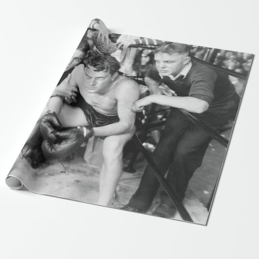 Boxer in de hoek met trainersboxing, , retr cadeaupapier (Uitgerold)