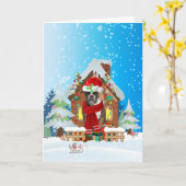 Boxer in de sneeuw met kerstcadeaus  kaart (Gele Bloem)