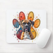 Boxer in een Waterverf Paw Print Muismat (Met muis)