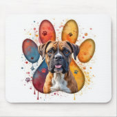Boxer in een Waterverf Paw Print Muismat (Voorkant)