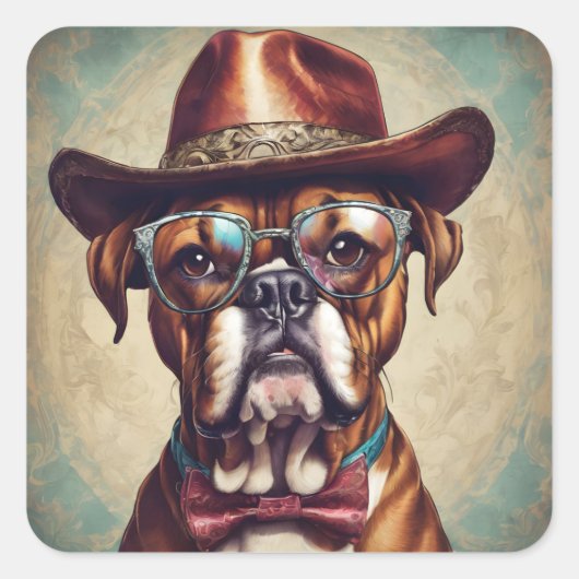 "Boxer in Hat and Glasses" Sticker Sheet (Voorkant)