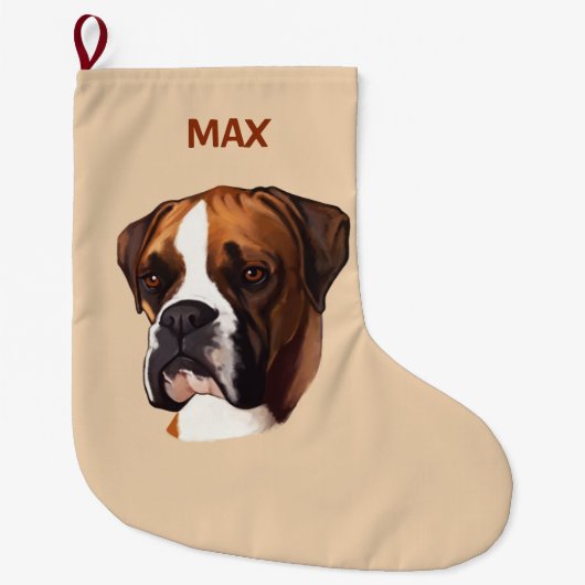 Boxer in Portrait Grote Kerstsok (Voorkant)