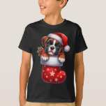 Boxer In Sock Christmas Santa Hat Xmas Hondenliefh T-shirt<br><div class="desc">Boxer In Sock Christmas Santa Hat Xmas Hondenliefhebber 1</div>