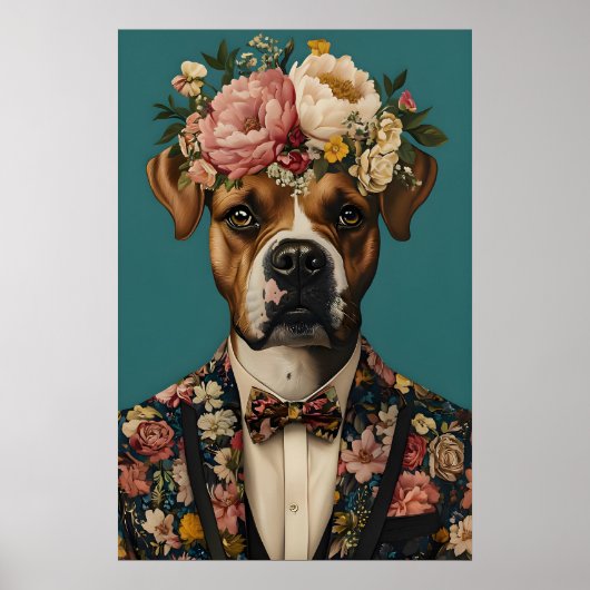 Boxer In Suit Poster, Boxer Portrait, Boxer Oil Poster (Voorkant)