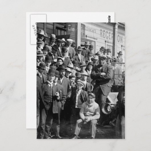 Boxer Jack Johnson en Trainers, begin jaren 1900 Briefkaart (Voorkant / Achterkant)