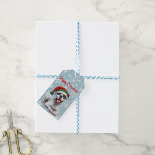 Boxer Jingle All the Way Kerstmis Cadeaulabel (Met Touw)