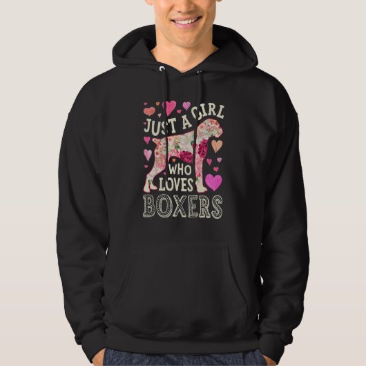 Boxer Just A Girl Who Loves Boxers Dog Flower Wome Hoodie (Voorkant)