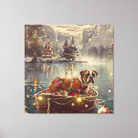 Boxer Kerst Feestelijke reis Canvas Afdruk (Voorkant)