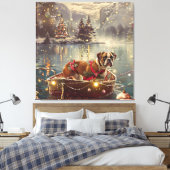 Boxer Kerst Feestelijke reis Canvas Afdruk (Insitu (Slaapkamer))