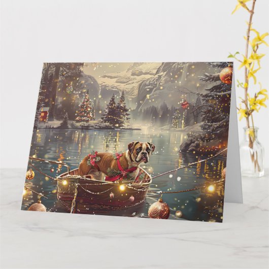 Boxer Kerst Feestelijke reis Kaart (Gele Bloem)