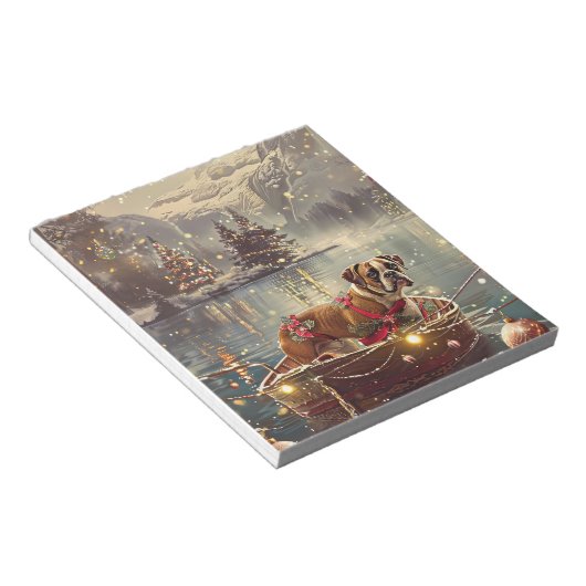 Boxer Kerst Feestelijke reis Notitieblok (Schuin)