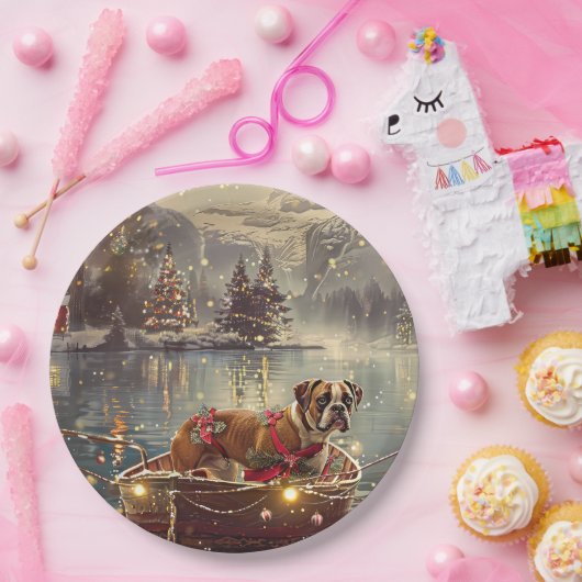 Boxer Kerst Feestelijke reis Papieren Bordje (Feest)