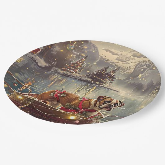 Boxer Kerst Feestelijke reis Papieren Bordje (Gekanteld)