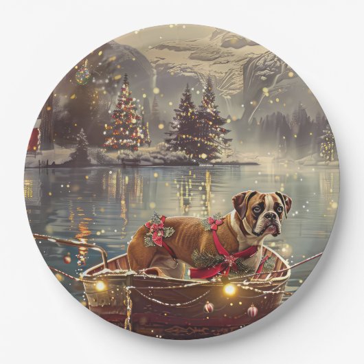 Boxer Kerst Feestelijke reis Papieren Bordje (Voorkant)
