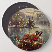 Boxer Kerst Feestelijke reis Ronde Button 6,0 Cm (Voorkant /achterkant)