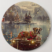 Boxer Kerst Feestelijke reis Ronde Button 6,0 Cm (Voorkant)