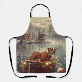 Boxer Kerst Feestelijke reis Schort (Voorkant)