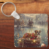 Boxer Kerst Feestelijke reis Sleutelhanger (Voorkant)