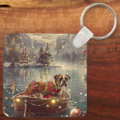 Boxer Kerst Feestelijke reis Sleutelhanger (Achterkant)