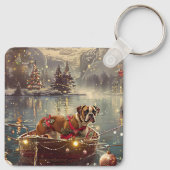 Boxer Kerst Feestelijke reis Sleutelhanger (Achterkant)