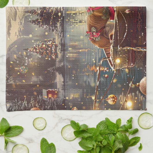 Boxer Kerst Feestelijke reis Theedoek (Gevouwen)