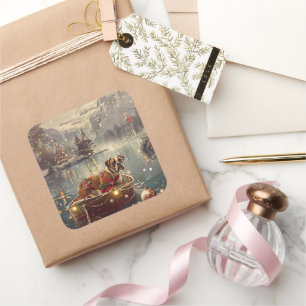 Boxer Kerst Feestelijke reis Vierkante Sticker