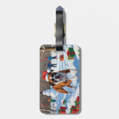 Boxer Kerst Feestelijke Sneeuwscène Bagagelabel (Achterkant verticaal)