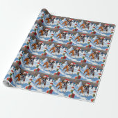 Boxer Kerst Feestelijke Sneeuwscène Cadeaupapier (Uitgerold)