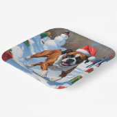 Boxer Kerst Feestelijke Sneeuwscène Papieren Bordje (Gebogen)