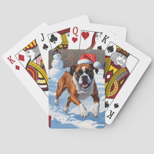Boxer Kerst Feestelijke Sneeuwscène Pokerkaarten (Achterkant)