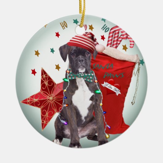 Boxer kerst "Ho Ho Ho" Ornament (Voorkant)