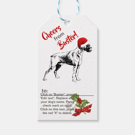 Boxer Kerst Hulst Sneeuwvlok Personaliseer Cadeaulabel (Voorkant)