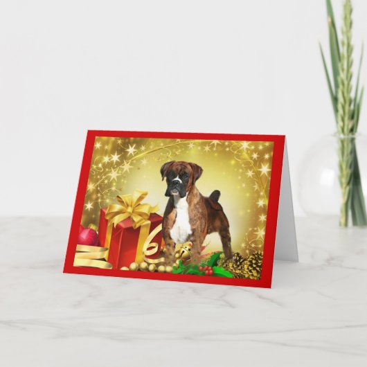 Boxer Kerst Kaart Cadeaus (Voorkant)