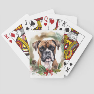 Boxer Kerst Krans Festieve Pup Pokerkaarten