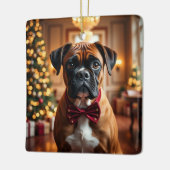 Boxer Kerst Kunst Keramisch Ornament (Links)