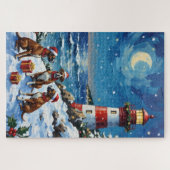 Boxer Kerst Lichtbaken Vakantie Legpuzzel (Horizontaal)