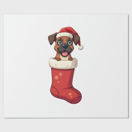 Boxer Kerst Sock Cadeaupapier (Vlak)
