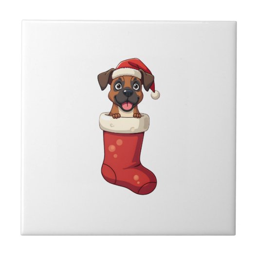 Boxer Kerst Sock Tegeltje (Voorkant)