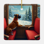 Boxer Kerstavond Treinrit Schilderij Keramisch Ornament (Achterkant)